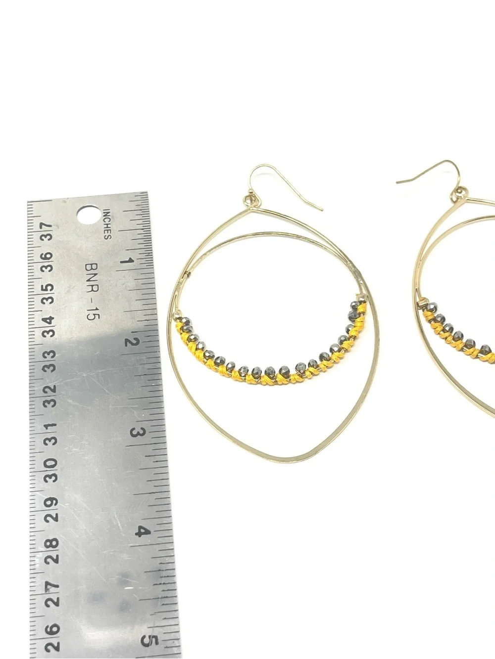 New Anthropologie Hoop Beaded Earrings Gold